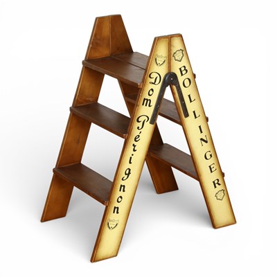 Lot 320 - A wooden stepladder, inscribed Moet and Chandon