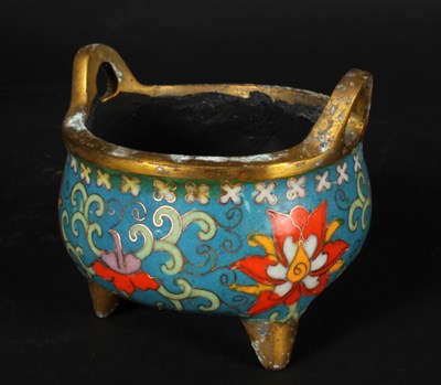 Lot 150 - A Chinese bronze and cloisonne enamel censer,...