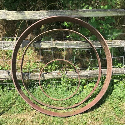 Lot 507 - Three cart wheel iron tyres