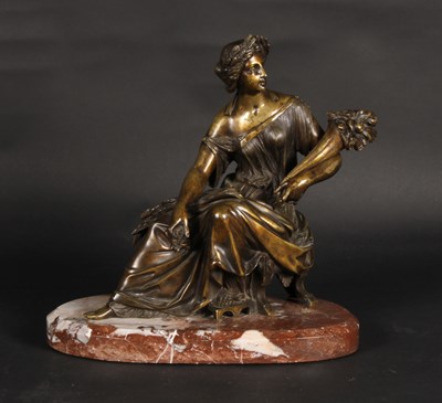 Lot 291 - A 19th century bronze figure of a girl, shown...