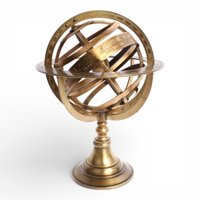 Lot 302 - A brass desk armillary globe