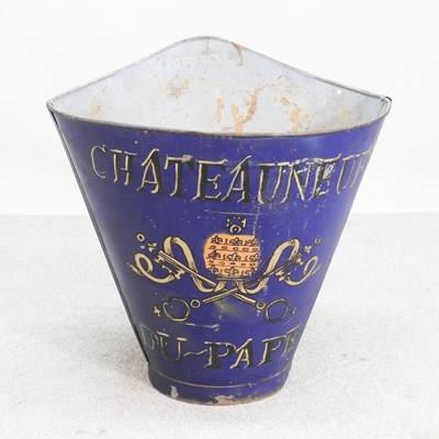 Lot 614 - A French painted metal grape hod carrier,...