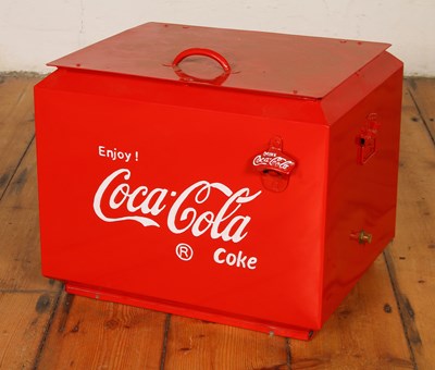 Lot 527 - A red painted Coca-Cola advertising drinks...