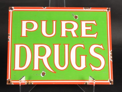 Lot 305 - An enamel on metal sign, inscribed Pure Drugs
