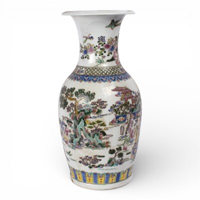 Lot 204 - A Chinese Canton porcelain vase, with enamel...
