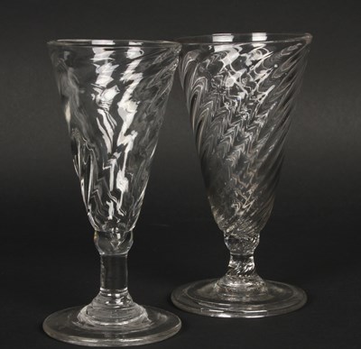 Lot 34 - A pair of 18th century wine glasses, both with...