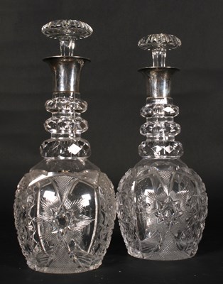 Lot 35 - Two Regency prism cut crystal decanters, each...