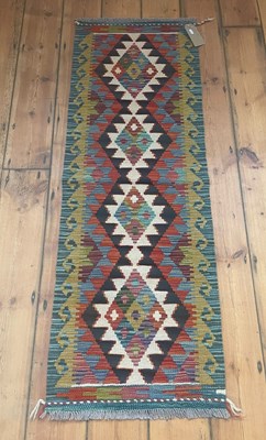 Lot 97 - A Chobi Kilim Runner, with geometric designs