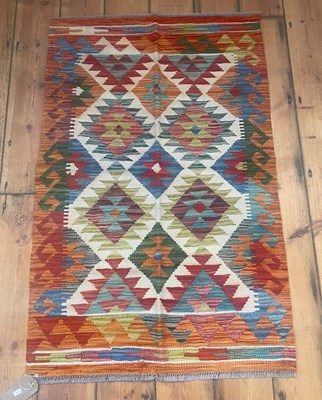 Lot 357 - A Chobi kelim rug, with geometric decoration