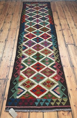 Lot 297 - A Maimana kelim runner rug, with geometric...