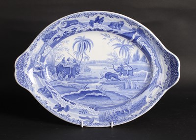 Lot 8 - A Spode Indian Sporting series blue and white...
