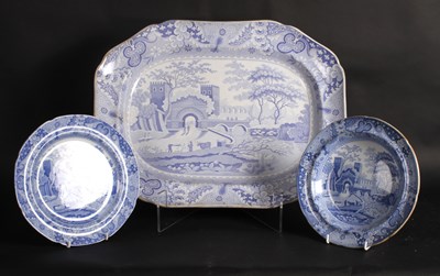 Lot 11 - A Spode blue and white transfer decorated meat...
