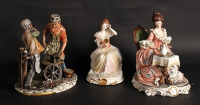 Lot 760 - A collection of Capodimonte porcelain figures,...