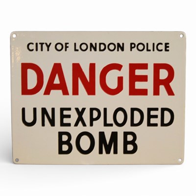 Lot 708 - An enamel on metal sign, inscribed Danger...