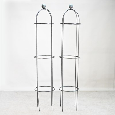 Lot 100 - A pair of garden obelisk plant supports, 187cm...