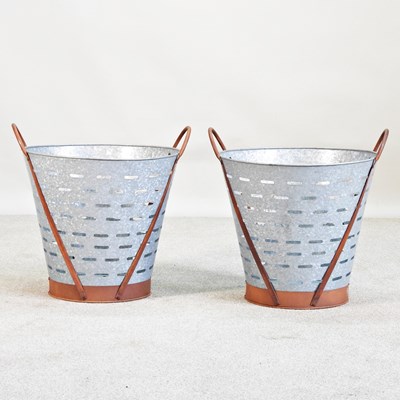 Lot 483 - A pair of galvanised slatted olive/oyster...