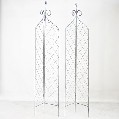Lot 176 - A pair of metal folding garden trellis, each...