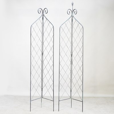 Lot 166 - A pair of metal folding garden trellis, each...