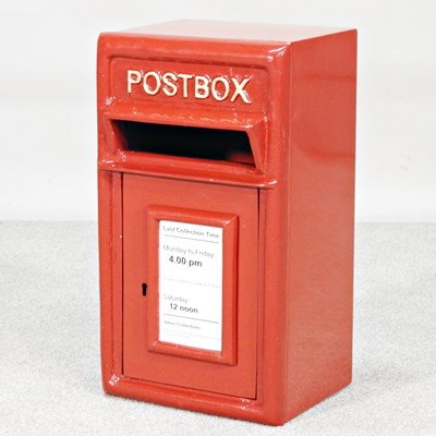 Lot 219 - A red painted metal reproduction GPO post box,...