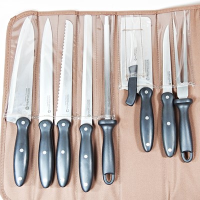 Lot 441 - A nine-piece chef's knife set, in a soft case