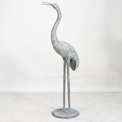 Lot 101 - A large garden verdigris statue of a crane,...