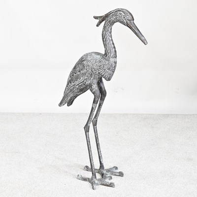 Lot 235 - A cast metal garden statue of a heron, 71cm high