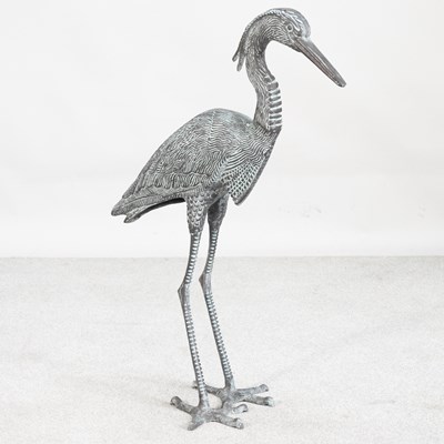 Lot 396 - A cast metal garden statue of a heron, 86cm high