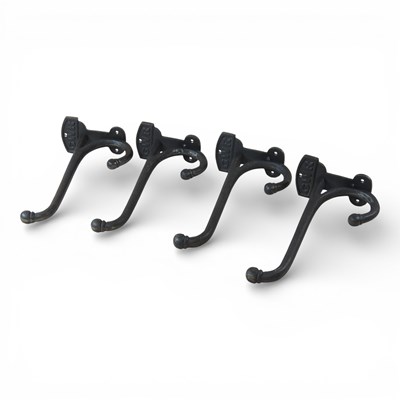 Lot 527 - A set of four GWR metal hooks, 30cm long (4)