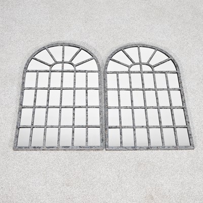 Lot 230 - A pair of small leaded glass wall mirrors,...