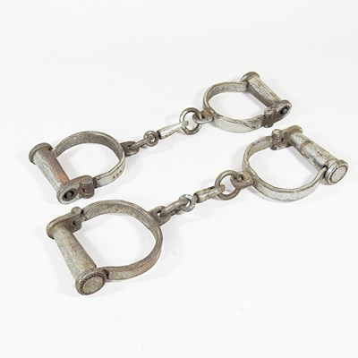 Lot 415 - Two pairs of handcuffs, each 30cm long (2)