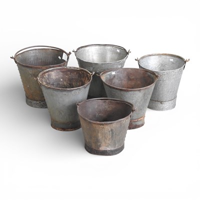 Lot 577 - A collection of metal pails, various sizes (6)