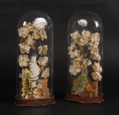 Lot 715 - Two 19th century wax Valentine's figures under...