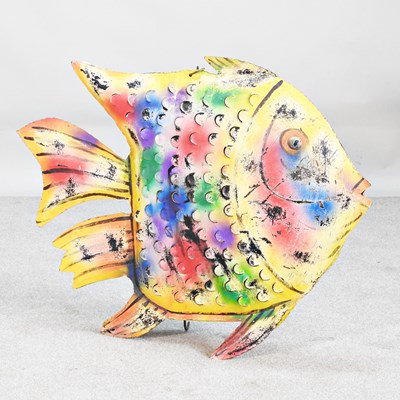 Lot 263 - A large painted metal model of an Angel fish,...
