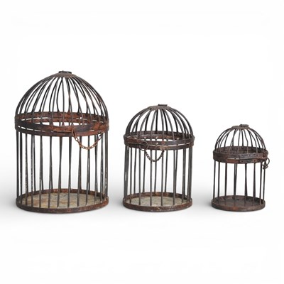 Lot 153 - Three metal graduated cages (3)