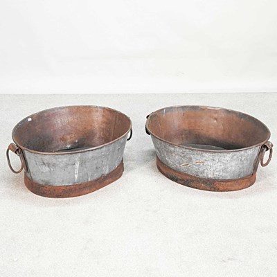 Lot 389 - A large galvanised planter, together with...