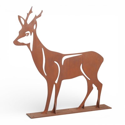 Lot 35 - A large rusted garden statue of a deer, 135 x 143
