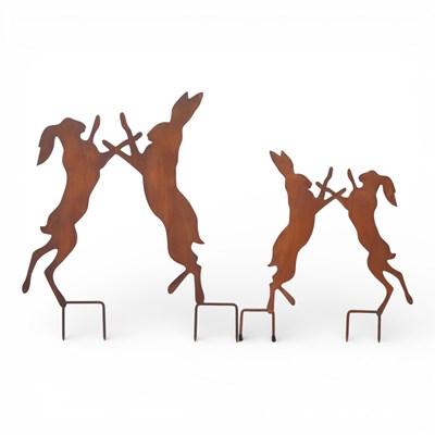Lot 108 - A rusted metal cut out garden model of two...