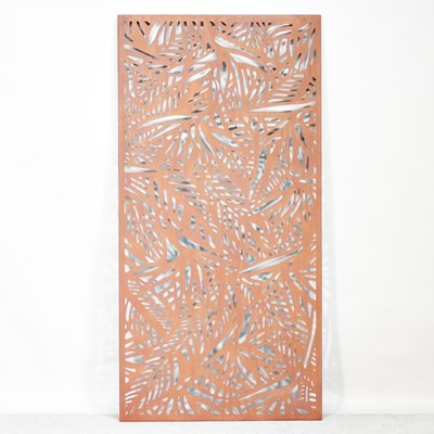 Lot 142 - A rusted metal garden screen, with foliate cut-...