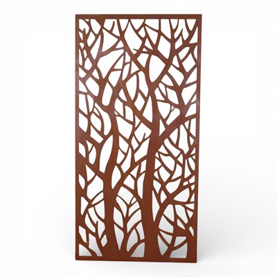 Lot 159 - A rusted metal garden screen, with cut-out design