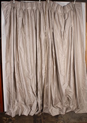 Lot 562 - A pair of grey long drop curtains, 250 x 100cm