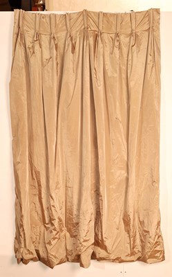 Lot 445 - Three grey lined long drop curtains, each...