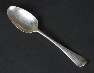 Lot 102 - A silver Hanoverian pattern spoon, Ebenezer...