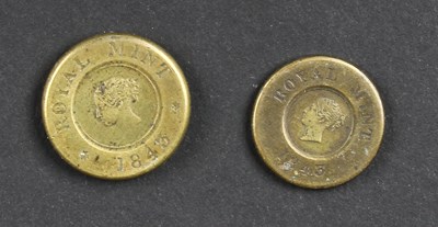 Lot 127 - Two 1843 Royal Mint sovereign weights