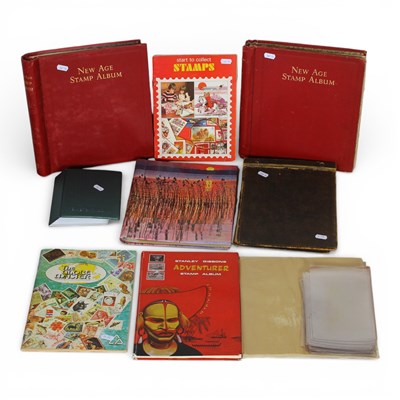 Lot 127 - Eight albums, stock books, covers book, some...