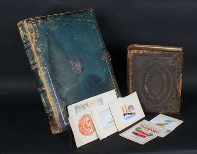 Lot 237 - A large Victorian silver mounted blue leather...