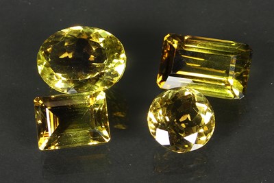 Lot 96 - Four green gold quartz loose stones, various...
