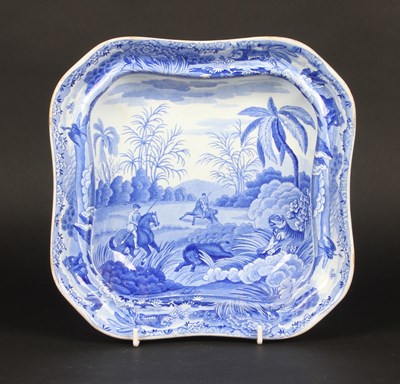 Lot 19 - A Spode Indian Sporting series blue and white...