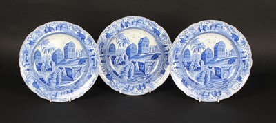 Lot 14 - Three Spode Caramanian series blue and white...
