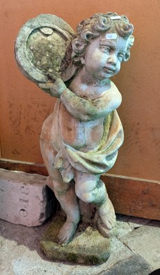 Lot 586 - A reconstituted stone garden putti