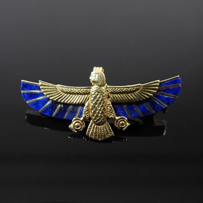 Lot 42 - A gold brooch in the form of Egyptian goddess...
